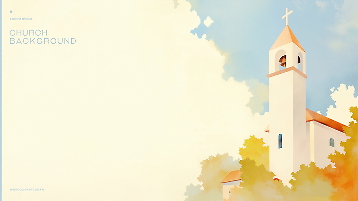 PSD 구름 백그라운드 십자가 일러스트 하늘 나뭇잎 수채화 사람없음 초록색 교회 국내일러스트 자연요소 컬러 잎 종교건축 건물 파일형식