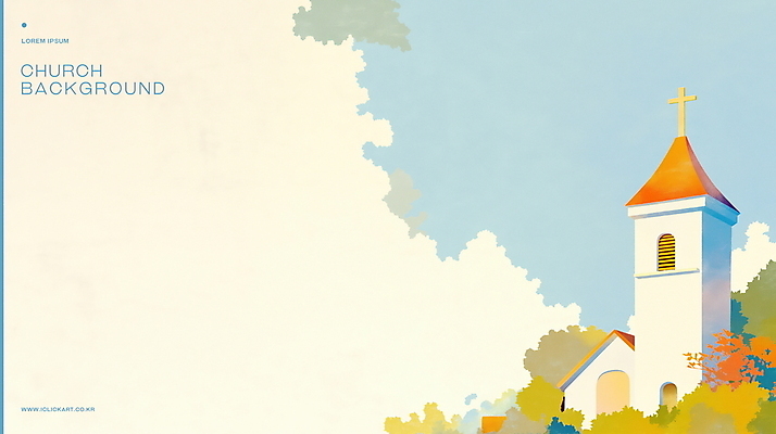 PSD 구름 백그라운드 십자가 일러스트 하늘 나뭇잎 수채화 사람없음 초록색 교회 국내일러스트 자연요소 컬러 잎 종교건축 건물 파일형식
