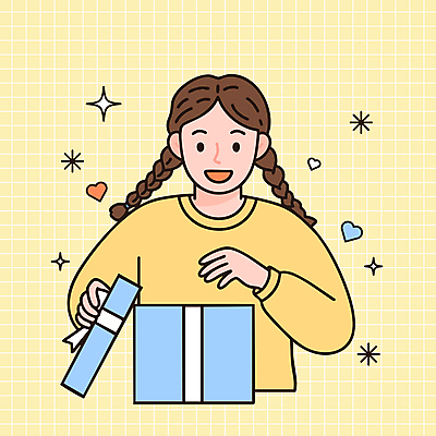 여자 행복 일러스트 한명 웃음 상반신 성인 선물상자 반짝임 쇼핑 손들기 기쁨 하트 잡기 오픈 격자 성인여자한명만 연노랑색 국내일러스트 AI파일 모양 1 감정 무늬 모션 표정 선물 사람 상자 노란색 여자한명만 성인여자만 파일형식 벡터