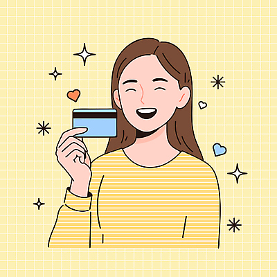 여자 행복 일러스트 한명 웃음 들기 상반신 성인 반짝임 쇼핑 기쁨 하트 신용카드 격자 성인여자한명만 연노랑색 국내일러스트 AI파일 모양 1 감정 무늬 모션 표정 사람 금융 노란색 여자한명만 성인여자만 파일형식 벡터