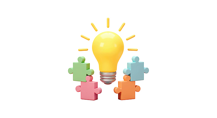 PSD 편집이미지 비즈니스 전구 사람없음 3D 퍼즐 엘리먼트 편집3D 디지털합성 파일형식