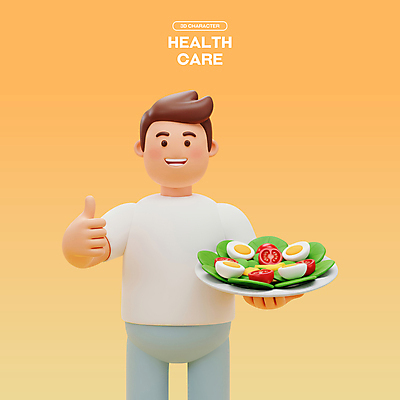 PSD 편집이미지 접시 남자 다이어트 토마토 3D캐릭터 한명 미소 들기 성인 노란색 3D 건강관리 샐러드 양상추 따봉 삶은계란 건강식 성인남자한명만 식단관리 편집3D 캐릭터 1 식기 음식 컬러 채소 모션 표정 건강 관리 사람 계란 최고 계란요리 디지털합성 남자한명만 성인남자만 파일형식