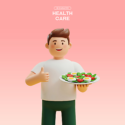 PSD 편집이미지 접시 남자 분홍색 다이어트 토마토 3D캐릭터 한명 미소 들기 성인 3D 건강관리 샐러드 양상추 따봉 삶은계란 건강식 성인남자한명만 식단관리 편집3D 캐릭터 1 식기 음식 컬러 채소 모션 표정 건강 관리 사람 계란 최고 계란요리 디지털합성 남자한명만 성인남자만 파일형식