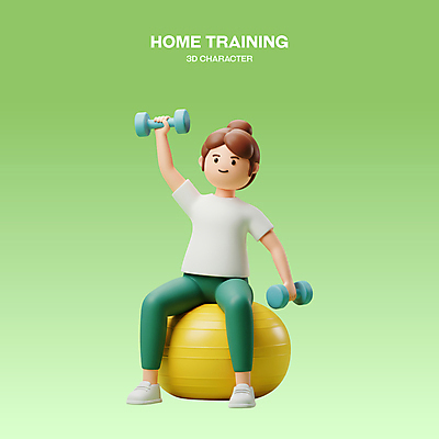 전신 PSD 편집이미지 여자 다이어트 3D캐릭터 한명 미소 들기 앉기 성인 초록색 운동복 3D 건강관리 아령 짐볼 성인여자한명만 홈트레이닝 편집3D 캐릭터 1 옷 컬러 모션 표정 건강 관리 사람 운동 디지털합성 여자한명만 성인여자만 파일형식