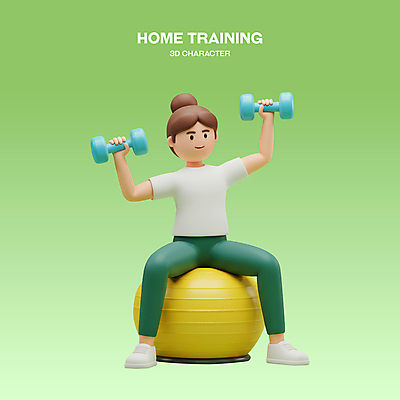 전신 PSD 편집이미지 여자 다이어트 3D캐릭터 한명 미소 들기 앉기 성인 초록색 운동복 3D 건강관리 아령 짐볼 성인여자한명만 홈트레이닝 편집3D 캐릭터 1 옷 컬러 모션 표정 건강 관리 사람 운동 디지털합성 여자한명만 성인여자만 파일형식