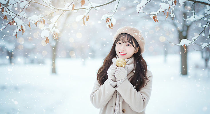 JPG 편집이미지 공원 여자 장갑 겨울 자연 갈색머리 따뜻함 한명 미소 들기 성인 야외 스카프 코트 눈 감성 베레모 눈내림 의료성형뷰티 성인여자한명만 편집실사 AI인물포토 AI콘텐츠 자연요소 모자_잡화 1 헤어스타일 잡화 계절 공공시설 컨셉 모션 날씨 눈_날씨 표정 사람 목도리 외투 CG 생태계 여자한명만 성인여자만 파일형식 AI포토