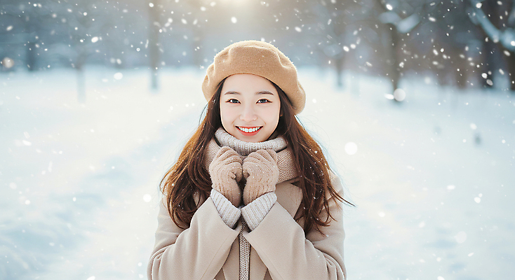 JPG 편집이미지 공원 여자 장갑 겨울 자연 갈색머리 따뜻함 한명 미소 성인 야외 뷰티 코트 눈 분위기 감성 베레모 눈내림 의료성형뷰티 성인여자한명만 편집실사 AI인물포토 AI콘텐츠 자연요소 모자_잡화 1 헤어스타일 잡화 계절 공공시설 컨셉 날씨 눈_날씨 표정 사람 외투 CG 생태계 여자한명만 성인여자만 파일형식 AI포토