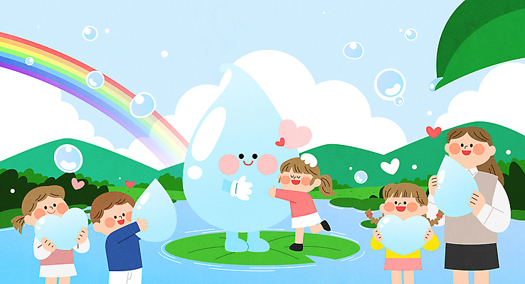 전신 구름 여자 남자 어린이 무지개 일러스트 포옹 청소년 하늘 나뭇잎 사랑 들기 소녀 소년 여러명 물 자연보호 물방울 절약 수면 비눗방울 소중 연잎 감사 물방울캐릭터 세계물의날 수자원 쓰다듬기 국내일러스트 일러캐릭터 AI파일 자연요소 캐릭터 감정 다수 컨셉 잎 안기 모션 자연 사람 보호 파일형식 벡터 법정기념일