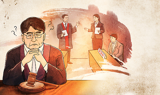 전신 PSD 여자 남자 중년 의자 일러스트 들기 앉기 여러명 상반신 성인 턱괴기 물음표 찡그림 깍지 판사 책상 고민 검사_법률가 의사봉 재판 판결 변호사 피고 국내일러스트 직업 기호 감정 가구 다수 모션 표정 사람 손짓 법률가 법 파일형식