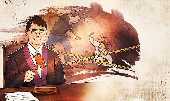 전신 PSD 남자 중년 의자 일러스트 상반신 성인 세명 찡그림 무서움 판사 책상 고민 의사봉 재판 판결 조폭 폭행 폴리스라인 남자만 안경낌 국내일러스트 감정 안경 가구 표정 사람 폭력 범죄 법률가 법 파일형식