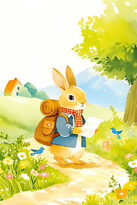 JPG 전신 한마리 길 지도 꽃밭 일러스트 배낭 자연 조류 동화 산 주택 밝음 들기 잔디 사람없음 햇빛 귀여움 스카프 모험가 토끼캐릭터 힐링 봄소풍 국내일러스트 AI일러스트 AI콘텐츠 식물 동물 1 꽃 동물캐릭터 컨셉 가방 모션 건물 태양 소풍 목도리 봄 토끼 생태계 파일형식