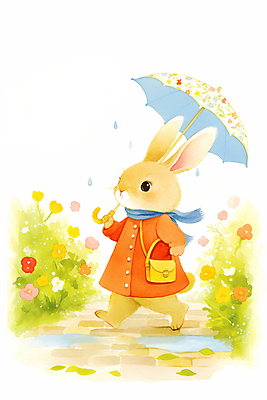 JPG 전신 동물 한마리 길 꽃밭 가방 일러스트 우산 자연 동화 밝음 들기 잔디 사람없음 햇빛 귀여움 스카프 봄비 빗방울 토끼캐릭터 힐링 웅덩이 봄소풍 국내일러스트 AI일러스트 AI콘텐츠 식물 1 잡화 꽃 동물캐릭터 컨셉 모션 태양 소풍 목도리 봄 토끼 비_날씨 생태계 파일형식