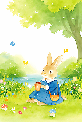 JPG 전신 나무 동물 한마리 나비 꽃밭 가방 일러스트 자연 동화 밝음 앉기 잔디 사람없음 컵 햇빛 귀여움 버섯 개울 토끼캐릭터 힐링 봄소풍 국내일러스트 AI일러스트 AI콘텐츠 식물 1 식기 잡화 꽃 동물캐릭터 곤충 컨셉 모션 강 태양 소풍 봄 토끼 생태계 파일형식