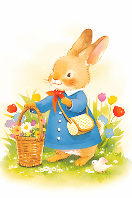 JPG 전신 한마리 꽃밭 가방 일러스트 자연 조류 동화 밝음 잔디 사람없음 햇빛 귀여움 스카프 튤립 잡기 토끼캐릭터 꽃바구니 힐링 봄소풍 국내일러스트 AI일러스트 AI콘텐츠 식물 동물 1 잡화 꽃 동물캐릭터 컨셉 모션 태양 소풍 바구니 목도리 봄 토끼 생태계 파일형식