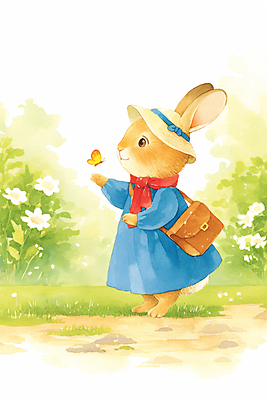 JPG 전신 동물 한마리 응시 나비 꽃밭 가방 일러스트 자연 동화 밝음 잔디 사람없음 햇빛 귀여움 스카프 풀 토끼캐릭터 밀짚모자 힐링 손뻗기 봄소풍 국내일러스트 AI일러스트 AI콘텐츠 식물 모자_잡화 1 시선 잡화 꽃 동물캐릭터 곤충 컨셉 모션 태양 소풍 목도리 봄 토끼 생태계 파일형식