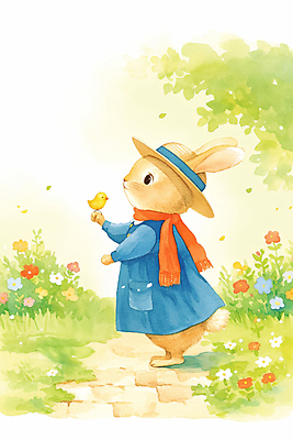 JPG 전신 동물 한마리 응시 길 꽃밭 일러스트 자연 동화 밝음 병아리 잔디 사람없음 햇빛 귀여움 스카프 토끼캐릭터 밀짚모자 힐링 봄소풍 국내일러스트 AI일러스트 AI콘텐츠 식물 모자_잡화 1 시선 꽃 동물캐릭터 컨셉 조류 태양 소풍 목도리 봄 토끼 생태계 파일형식