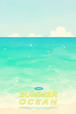 PSD 구름 물결 일러스트 자연 하늘 해변 사람없음 반짝임 여름풍경 시원함 에메랄드색 수평선 청량 국내일러스트 자연요소 바다 컬러 모션 풍경 생태계 파일형식 여름_계절