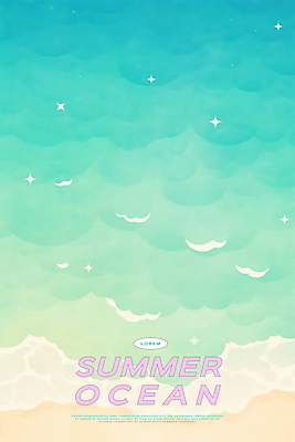 PSD 물결 일러스트 자연 해변 사람없음 반짝임 여름풍경 시원함 에메랄드색 청량 국내일러스트 바다 컬러 모션 풍경 생태계 파일형식 여름_계절