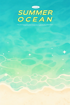 PSD 물결 일러스트 자연 해변 사람없음 반짝임 여름풍경 시원함 에메랄드색 청량 국내일러스트 바다 컬러 모션 풍경 생태계 파일형식 여름_계절