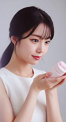 JPG 편집이미지 여자 한명 미소 들기 상반신 성인 뷰티 화장품 피부관리 스킨케어 청순 의료성형뷰티 성인여자한명만 편집실사 AI인물포토 AI콘텐츠 1 컨셉 모션 표정 사람 CG 여자한명만 성인여자만 파일형식 AI포토