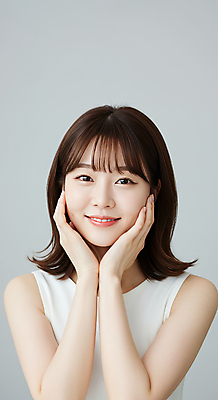 JPG 편집이미지 여자 한명 미소 상반신 성인 뷰티 피부관리 스킨케어 감싸기 청순 의료성형뷰티 성인여자한명만 편집실사 AI인물포토 AI콘텐츠 1 컨셉 모션 표정 사람 CG 여자한명만 성인여자만 파일형식 AI포토