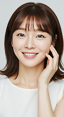 JPG 편집이미지 여자 한명 미소 상반신 성인 뷰티 만지기 피부관리 스킨케어 청순 의료성형뷰티 성인여자한명만 편집실사 AI인물포토 AI콘텐츠 1 컨셉 모션 표정 사람 CG 여자한명만 성인여자만 파일형식 AI포토