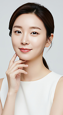 JPG 편집이미지 여자 한명 미소 상반신 성인 뷰티 만지기 피부관리 스킨케어 청순 의료성형뷰티 성인여자한명만 편집실사 AI인물포토 AI콘텐츠 1 컨셉 모션 표정 사람 CG 여자한명만 성인여자만 파일형식 AI포토