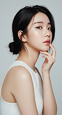 JPG 편집이미지 여자 한명 미소 상반신 성인 옆모습 뷰티 만지기 피부관리 스킨케어 청순 의료성형뷰티 성인여자한명만 편집실사 IC뷰티큐레이션 AI인물포토 AI콘텐츠 1 뷰포인트 컨셉 모션 표정 사람 CG 여자한명만 성인여자만 파일형식 AI포토