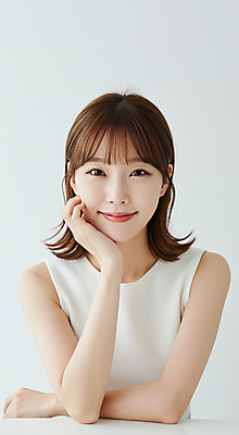 JPG 편집이미지 여자 한명 미소 상반신 성인 뷰티 턱괴기 피부관리 스킨케어 청순 의료성형뷰티 성인여자한명만 편집실사 AI인물포토 AI콘텐츠 1 컨셉 모션 표정 사람 CG 여자한명만 성인여자만 파일형식 AI포토