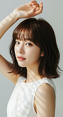 JPG 편집이미지 여자 한명 미소 상반신 성인 햇빛 뷰티 손들기 피부관리 스킨케어 청순 의료성형뷰티 성인여자한명만 편집실사 IC뷰티큐레이션 AI인물포토 AI콘텐츠 1 컨셉 모션 표정 사람 태양 CG 여자한명만 성인여자만 파일형식 AI포토
