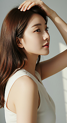 JPG 편집이미지 여자 한명 미소 상반신 성인 옆모습 햇빛 뷰티 손들기 피부관리 머리손질 스킨케어 청순 의료성형뷰티 성인여자한명만 편집실사 IC뷰티큐레이션 AI인물포토 AI콘텐츠 1 뷰포인트 컨셉 모션 표정 사람 태양 CG 여자한명만 성인여자만 파일형식 AI포토