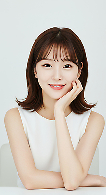 JPG 편집이미지 여자 한명 미소 상반신 성인 뷰티 턱괴기 피부관리 스킨케어 청순 의료성형뷰티 성인여자한명만 편집실사 IC뷰티큐레이션 AI인물포토 AI콘텐츠 1 컨셉 모션 표정 사람 CG 여자한명만 성인여자만 파일형식 AI포토