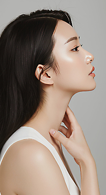 JPG 편집이미지 여자 한명 미소 상반신 성인 옆모습 뷰티 만지기 피부관리 스킨케어 청순 의료성형뷰티 성인여자한명만 편집실사 IC뷰티큐레이션 AI인물포토 AI콘텐츠 1 뷰포인트 컨셉 모션 표정 사람 CG 여자한명만 성인여자만 파일형식 AI포토