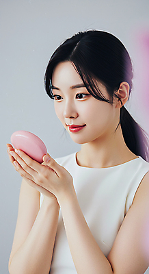 JPG 편집이미지 여자 한명 미소 들기 상반신 성인 뷰티 화장품 피부관리 스킨케어 청순 의료성형뷰티 성인여자한명만 편집실사 AI인물포토 AI콘텐츠 1 컨셉 모션 표정 사람 CG 여자한명만 성인여자만 파일형식 AI포토