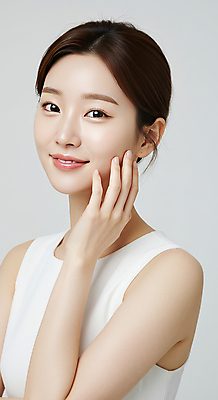 JPG 편집이미지 응시 여자 한명 미소 상반신 성인 뷰티 만지기 피부관리 스킨케어 청순 의료성형뷰티 성인여자한명만 편집실사 IC뷰티큐레이션 AI인물포토 AI콘텐츠 1 시선 컨셉 모션 표정 사람 CG 여자한명만 성인여자만 파일형식 AI포토