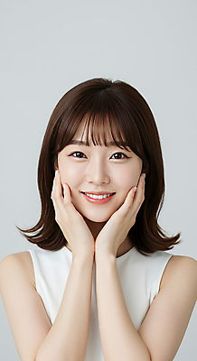 JPG 편집이미지 응시 여자 한명 미소 상반신 성인 뷰티 피부관리 스킨케어 감싸기 청순 의료성형뷰티 성인여자한명만 편집실사 IC뷰티큐레이션 AI인물포토 AI콘텐츠 1 시선 컨셉 모션 표정 사람 CG 여자한명만 성인여자만 파일형식 AI포토