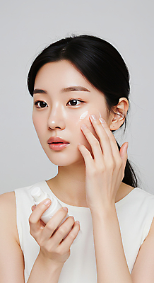 JPG 편집이미지 여자 한명 미소 들기 상반신 성인 뷰티 화장품 피부관리 바르기 스킨케어 청순 의료성형뷰티 성인여자한명만 세럼 편집실사 IC뷰티큐레이션 AI인물포토 AI콘텐츠 1 컨셉 모션 표정 사람 CG 여자한명만 성인여자만 파일형식 AI포토