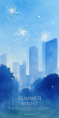 PSD 나무 야경 가로등 일러스트 밤하늘 수채화 불꽃놀이 빌딩 사람없음 파란색 평화 고요 도시 분위기 감성 여름밤 국내일러스트 식물 공공시설 컬러 컨셉 놀이 하늘 건물 여름 야간 파일형식 풍경_경치