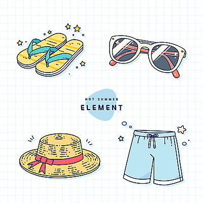 수영복 리본 스티커 일러스트 바지 사람없음 여름 반짝임 세트 선글라스 쪼리 밀짚모자 엘리먼트 국내일러스트 AI파일 모자_잡화 옷 계절 안경 모션 하의 샌들 파일형식 벡터