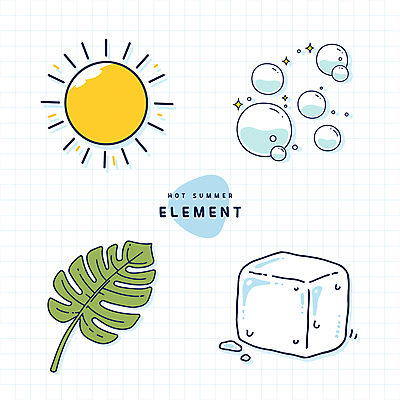 스티커 잎 일러스트 사람없음 여름 반짝임 세트 태양 물방울 비눗방울 열대식물 각얼음 몬스테라 엘리먼트 국내일러스트 AI파일 자연요소 식물 계절 모션 얼음 파일형식 벡터