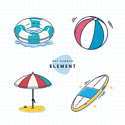 모래 스티커 일러스트 사람없음 여름 반짝임 세트 파라솔 서핑보드 서핑 비치볼 튜브 엘리먼트 국내일러스트 AI파일 계절 공 모션 바캉스용품 수상스포츠 보드_스포츠 파일형식 벡터