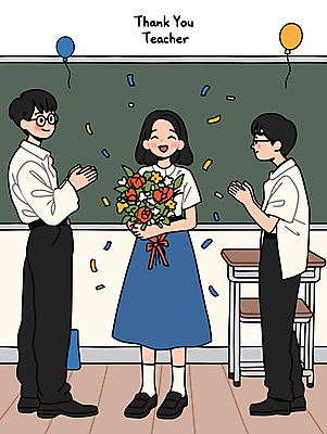 전신 학생 여자 남자 꽃다발 의자 일러스트 교실 청소년 미소 성인 세명 파티 교사 칠판 축하 박수 스승의날 책상 감사 꽃가루 가정의달 풍선 안경낌 국내일러스트 AI파일 직업 교육 기념일 꽃 감정 안경 가구 컨셉 학교 표정 사람 손짓 이벤트 5월 가루 파일형식 벡터