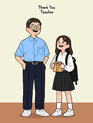 전신 학생 여자 남자 교복 어린이 일러스트 책가방 미소 들기 소녀 성인 선물상자 교사 축하 스승의날 감사 주머니손 가정의달 안경낌 국내일러스트 AI파일 직업 옷 기념일 감정 안경 컨셉 가방 모션 표정 선물 사람 상자 5월 파일형식 벡터