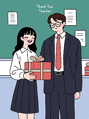 학생 여자 남자 일러스트 청소년 미소 들기 정장 성인 두명 선물상자 교사 칠판 축하 스승의날 감사 가정의달 안경낌 국내일러스트 AI파일 직업 옷 기념일 감정 안경 컨셉 모션 표정 선물 사람 상자 5월 파일형식 벡터