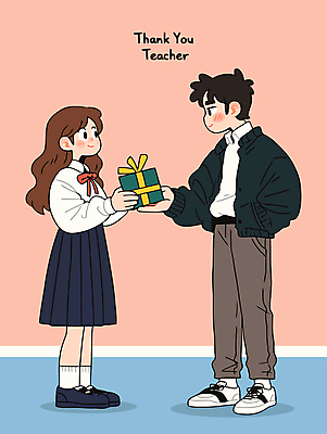 전신 학생 여자 남자 교복 일러스트 학교 청소년 미소 들기 성인 두명 선물상자 교사 축하 스승의날 주기 감사 주머니손 가정의달 국내일러스트 AI파일 직업 옷 교육 기념일 감정 컨셉 모션 표정 선물 사람 상자 5월 파일형식 벡터