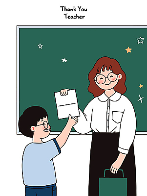 학생 여자 남자 종이 어린이 일러스트 미소 들기 소년 성인 두명 교사 칠판 축하 스승의날 주기 감사 가정의달 손뻗기 안경낌 국내일러스트 AI파일 직업 기념일 감정 안경 컨셉 모션 표정 사람 5월 파일형식 벡터