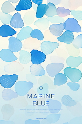 PSD 하늘색 백그라운드 패턴 일러스트 수채화 사람없음 여름 조개껍데기 국내일러스트 계절 무늬 조개 파란색 파일형식