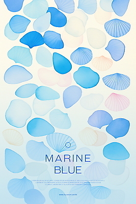 PSD 하늘색 백그라운드 패턴 일러스트 수채화 사람없음 여름 조개껍데기 국내일러스트 계절 무늬 조개 파란색 파일형식
