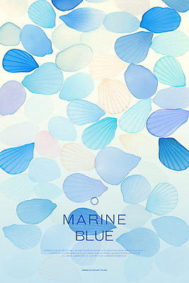 PSD 하늘색 백그라운드 패턴 일러스트 수채화 사람없음 여름 조개껍데기 국내일러스트 계절 무늬 조개 파란색 파일형식