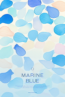 PSD 하늘색 백그라운드 패턴 일러스트 수채화 사람없음 여름 조개껍데기 국내일러스트 계절 무늬 조개 파란색 파일형식